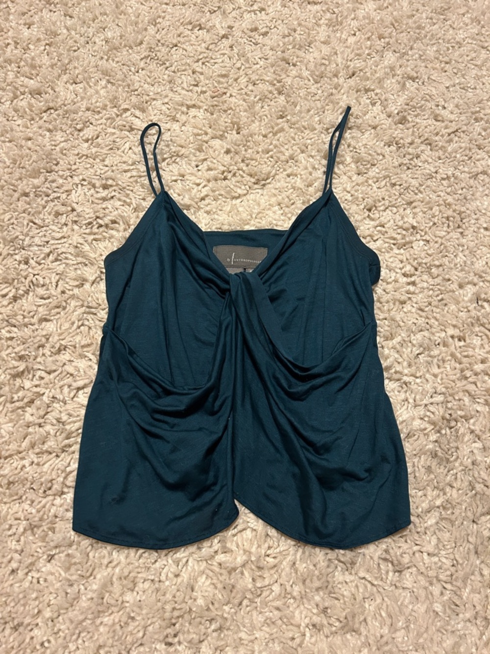 Anthropologie Teal Draped Spaghetti-Strap Cami